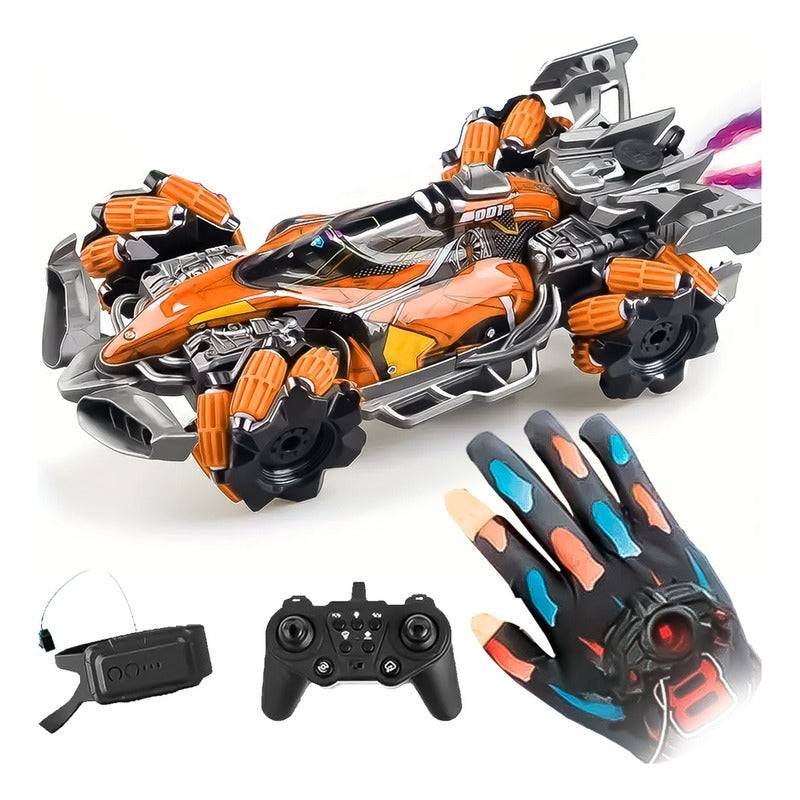 Auto F1 Con Control Gesto Guante 4x4 Lanza Humo Colores Led