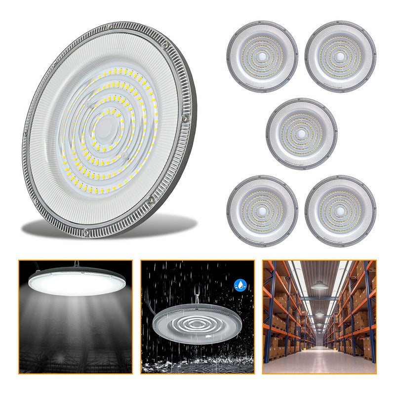 5 Foco Plafon 400w Ip65 Industrial Techo Campana Luz Fría