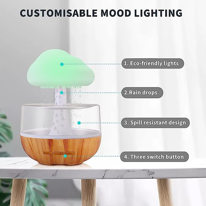 Humidificador Nube Lluvia Aire Difusor De 280ml Aromaterapia