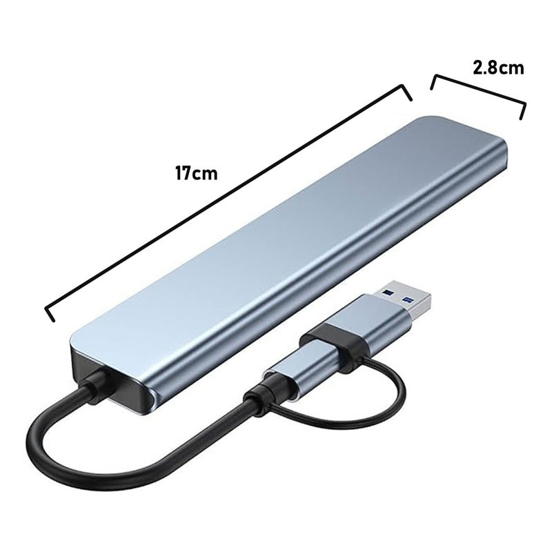 Hub Usb 7 Puertos 3.0 Tipo C Alta Velocidad 5gbps Energizado