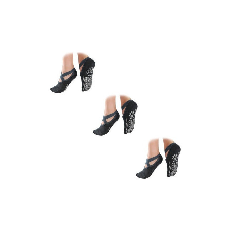 Pack 3 Calcetines Yoga Antideslizantes Transpirables Cruz