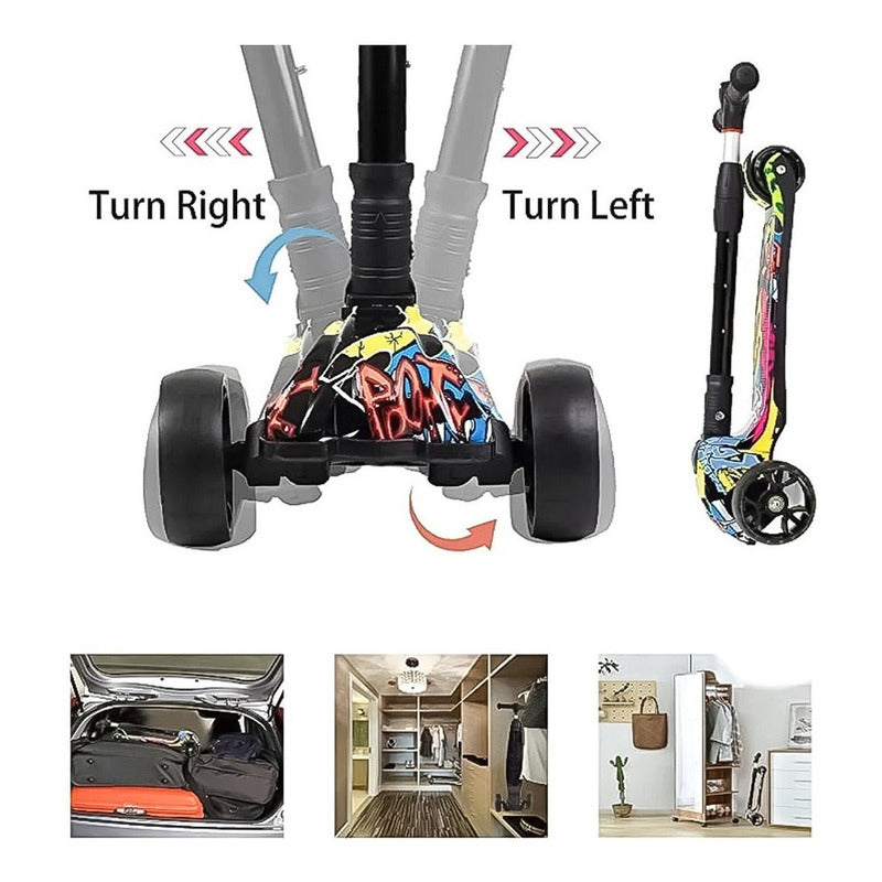 Monopatin Scooter 3 Ruedas Con Luz Led Niños  y Niñas