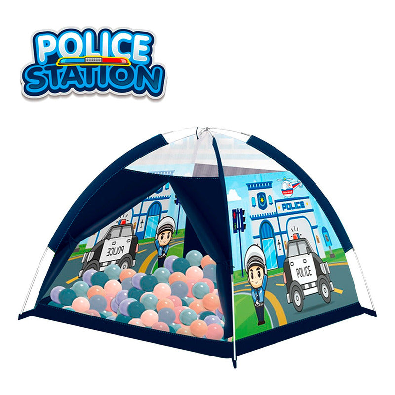 Carpa Tienda Estacion Policia Infantil 100 Pelotas Colores