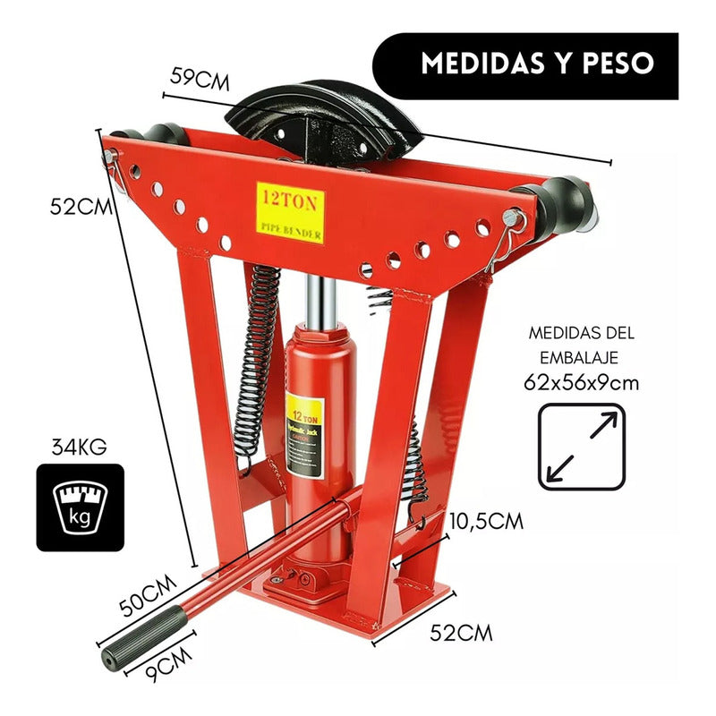 Dobladora De Tubos 12 Toneladas Profesional 1/2 A 2 Pulgadas