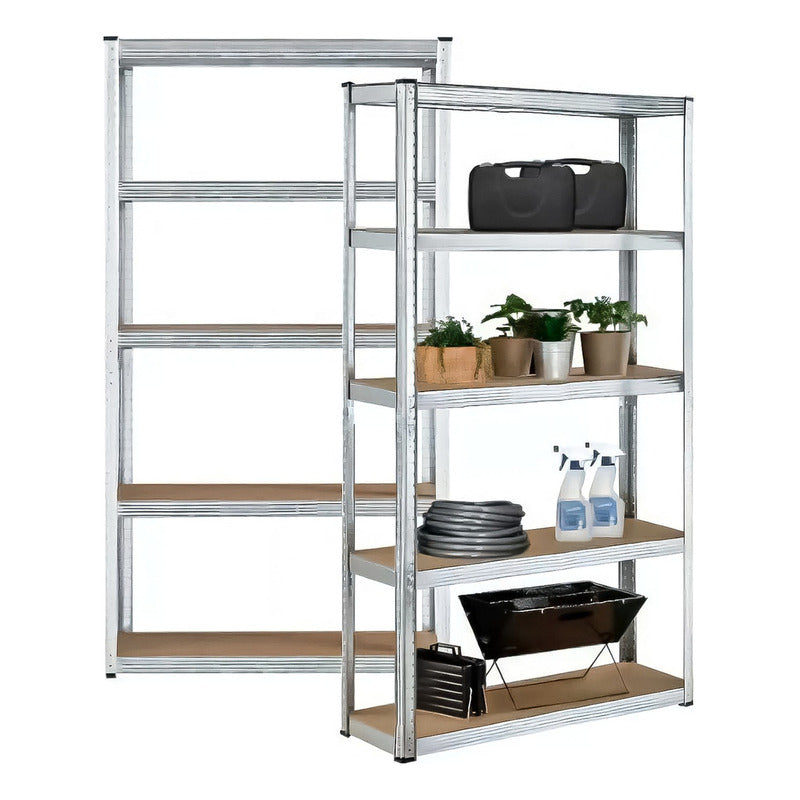 2 Estantes Metalico 180x90x40 Oficina Organizador Plateado