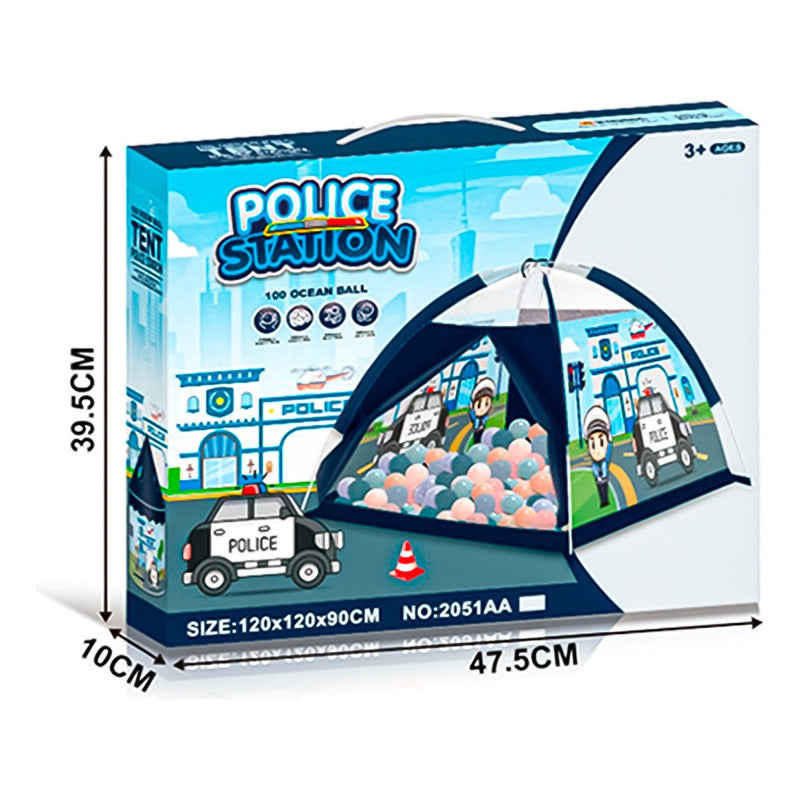 Carpa Tienda Estacion Policia Infantil 100 Pelotas Colores