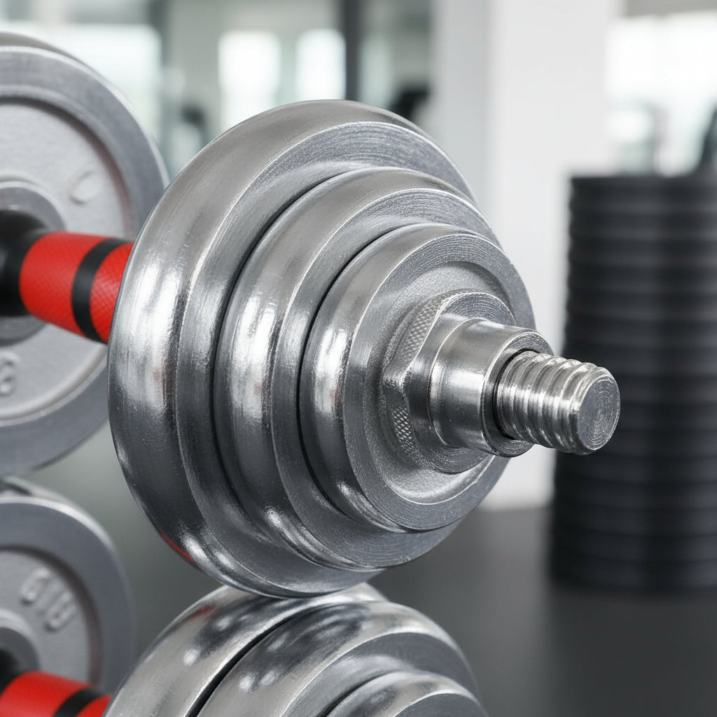 Set De Mancuernas Cromadas Ajustables 20Kg Con Maletin