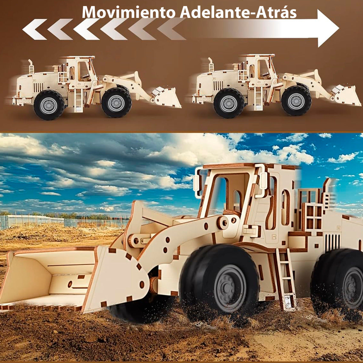 Auto Armable 3d Madera Tractor Construccion 106pcs Didactico