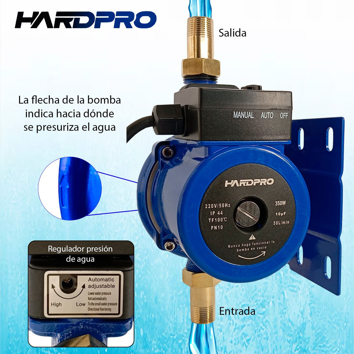Bomba Presurizadora Agua Hardpro 58 L/min 350 W