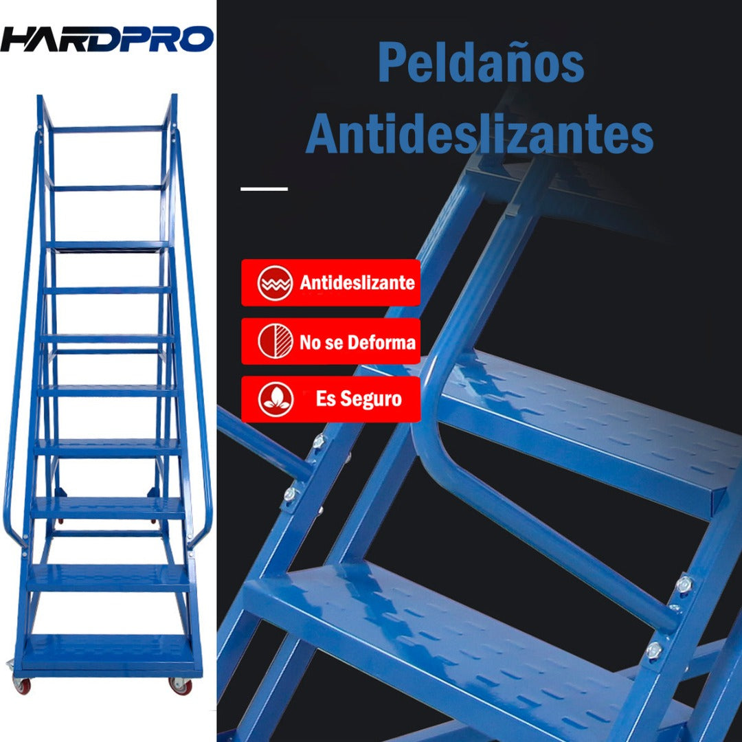 Escalera Industrial Tipo Avion De 7 Peldaños Con Plataforma De 1,85m 550kg