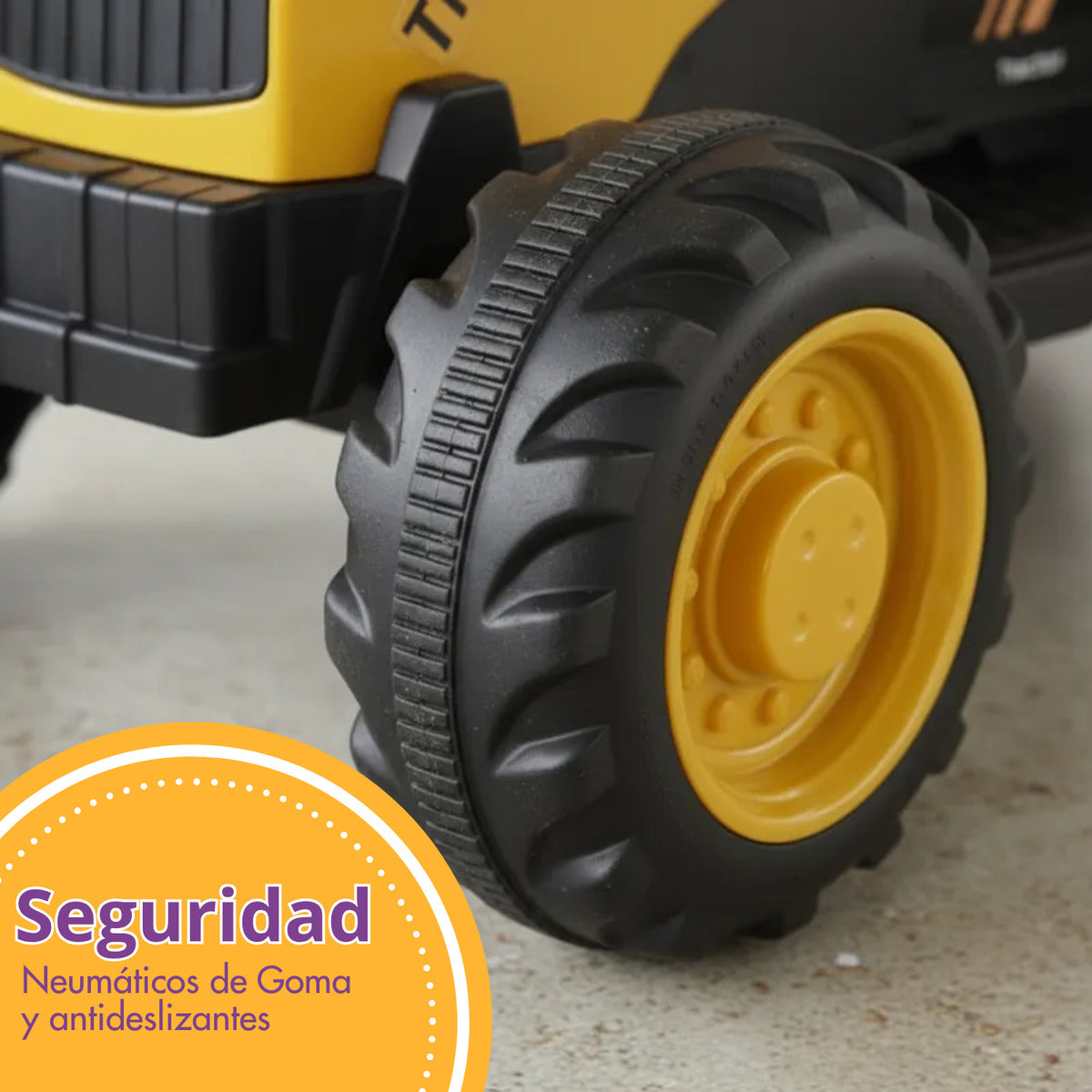 Auto Electrico Montable Niños Excavadora Remolque Bateria Duradera Xl Amarillo