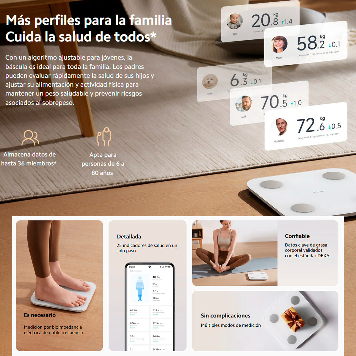 Xiaomi Mi S400 Báscula De Composición Corporal Dexa 150kg Bt Blanco