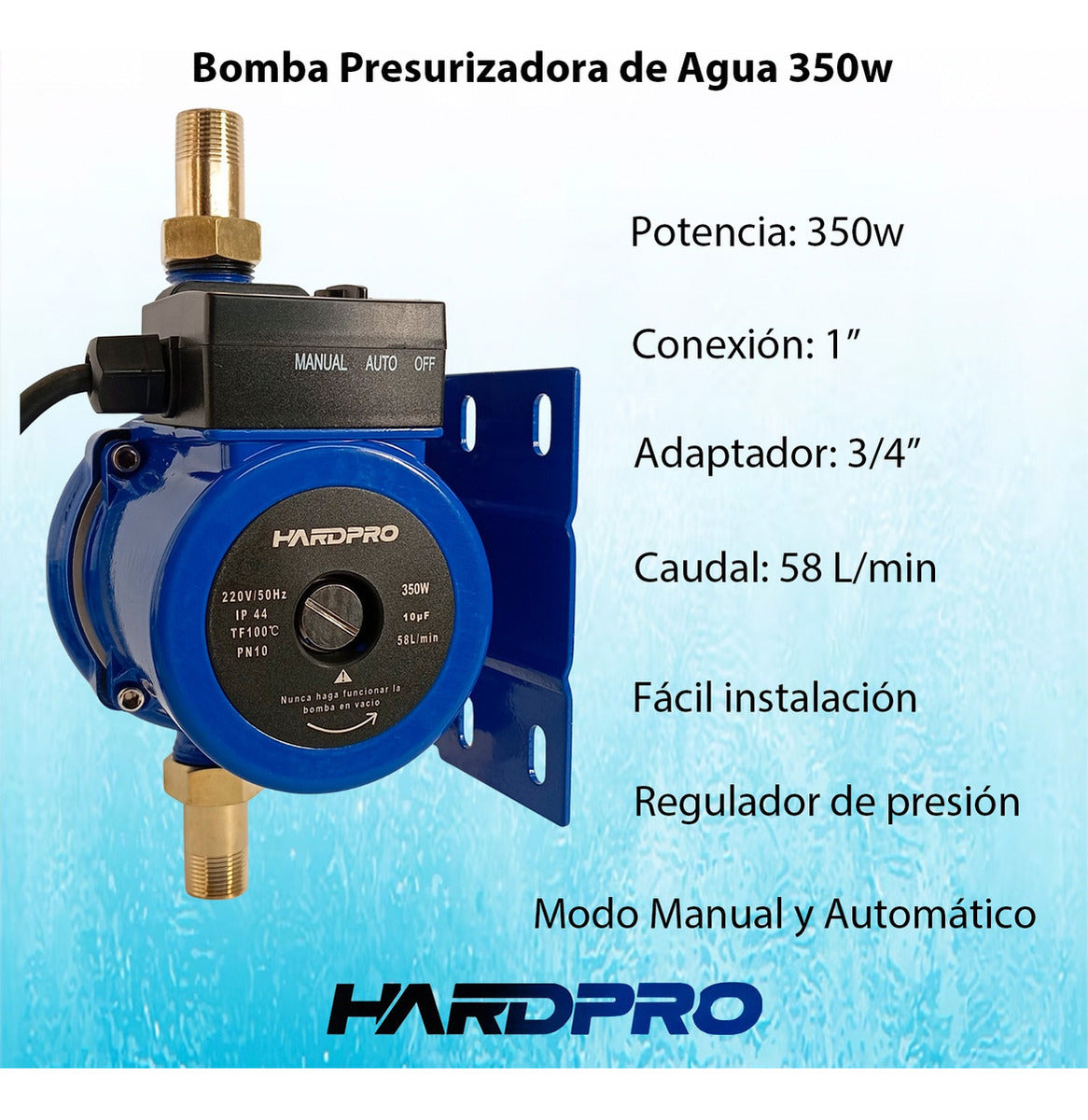 Bomba Presurizadora Agua Hardpro 58 L/min 350 W