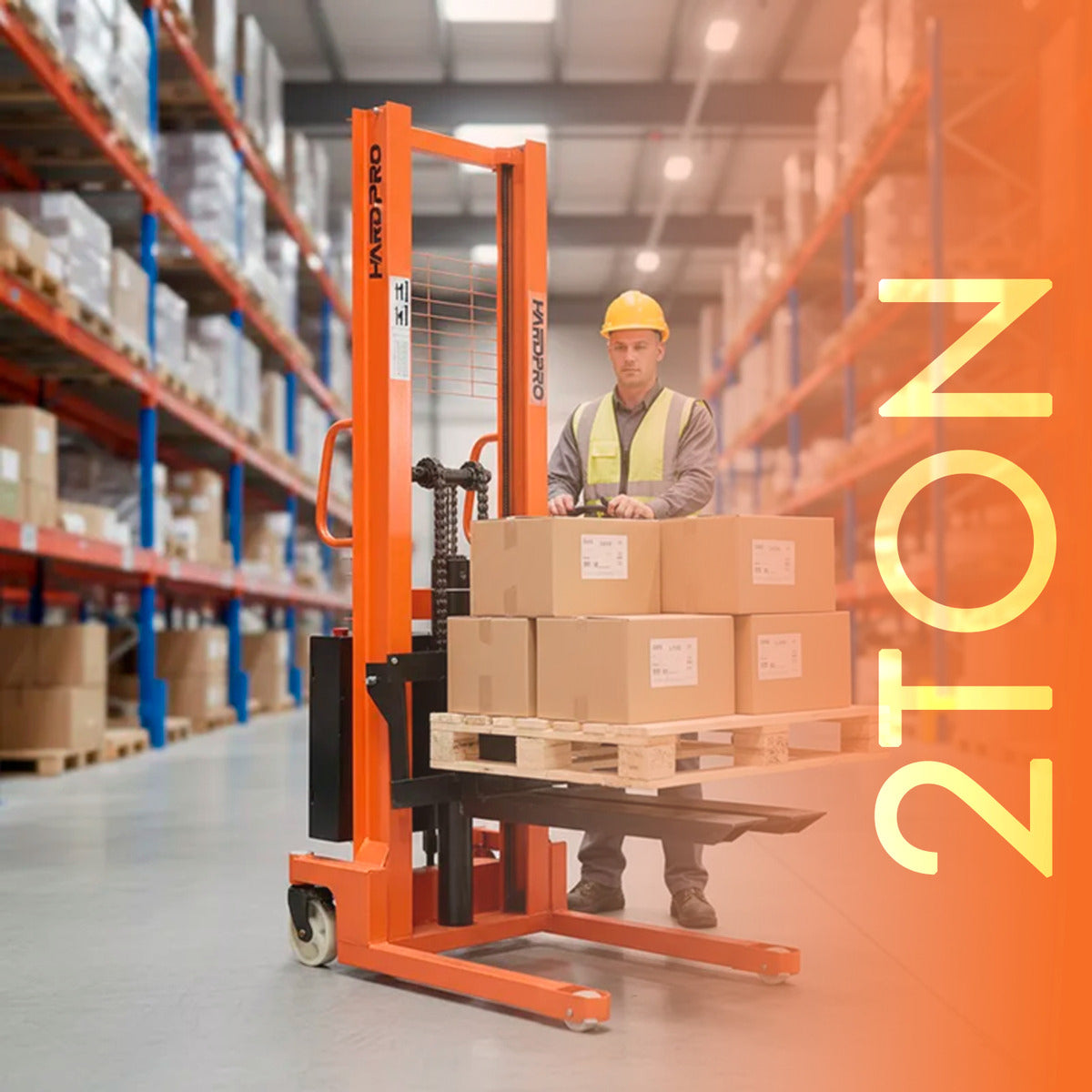 Apilador Hidráulico Eléctrico En Acero 2 toneladas 1,6 metros Montacarga Hardpro