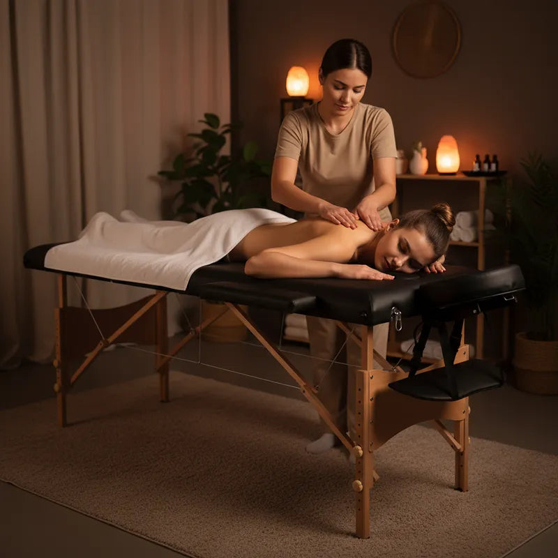 Camilla Para Masajes Estética Plegable De Madera Klinik Negro