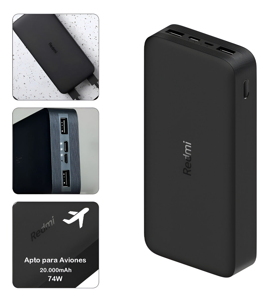 Cargador Portatil Xiaomi Redmi 18w 20.000mah Carga Rapida Negro