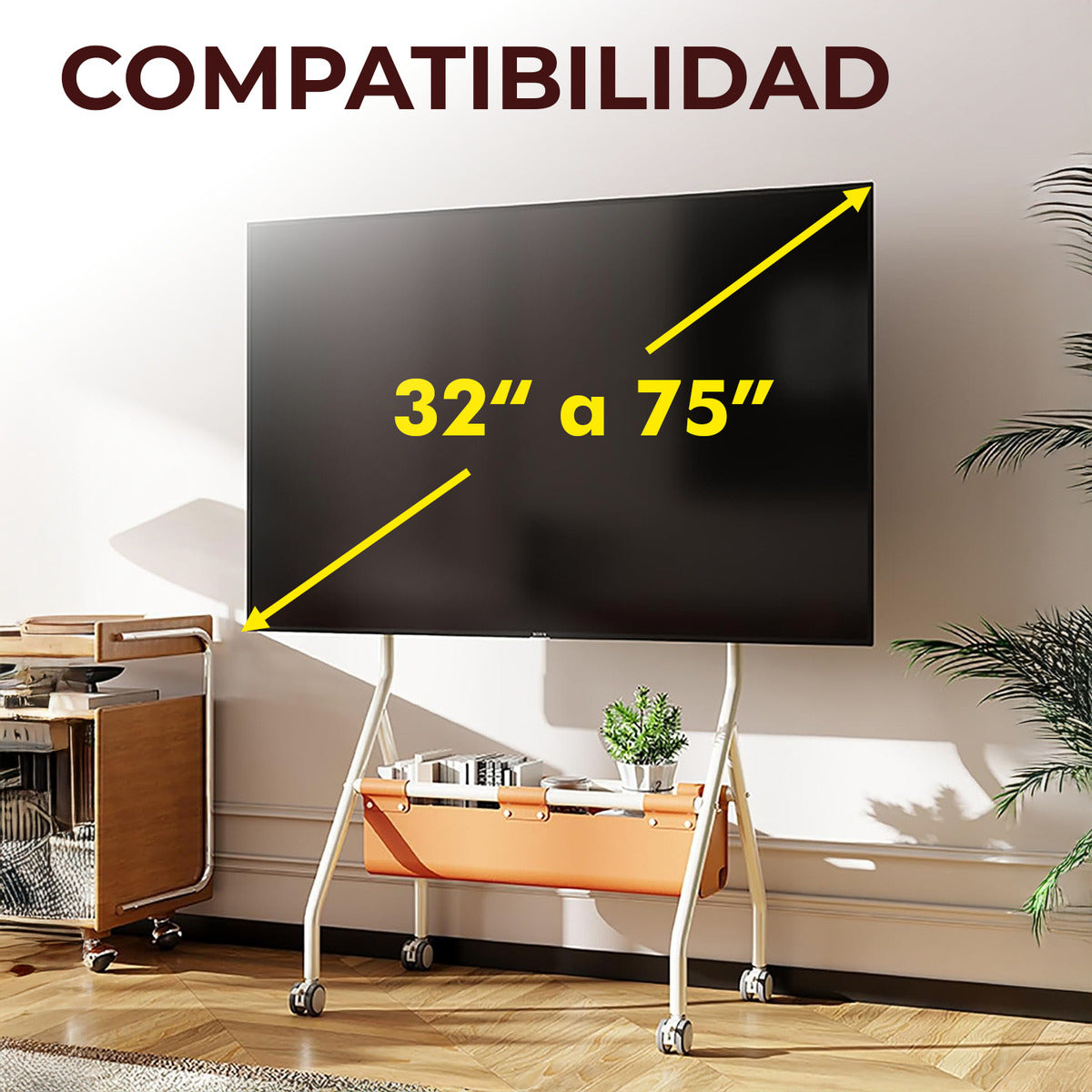 Soporte Tv Pedestal Rack Movil Con Ruedas 32 A 75 Vesa