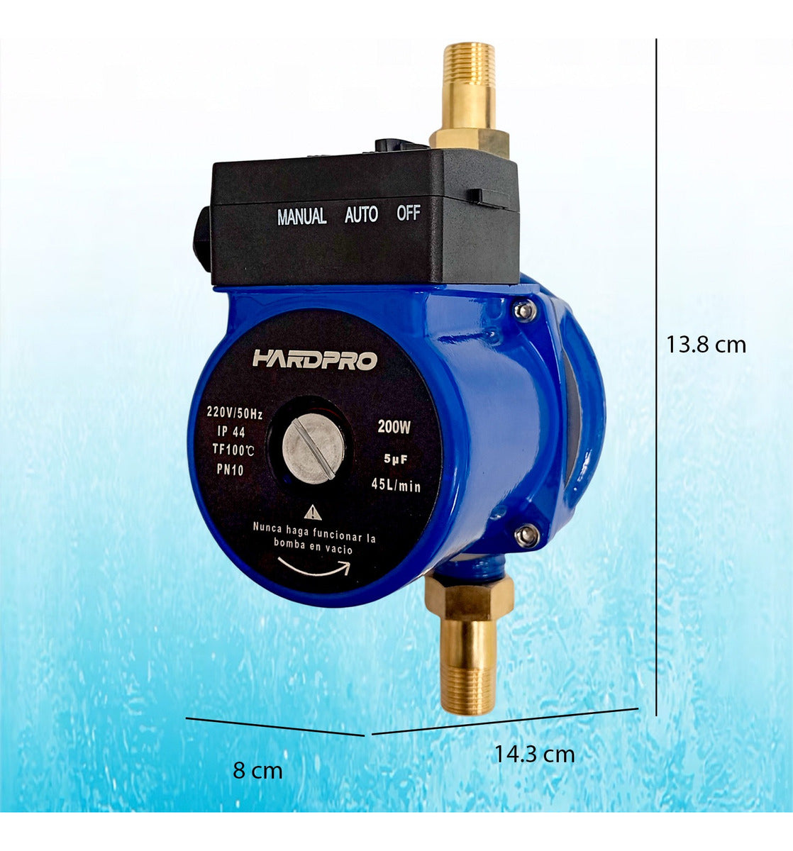 Bomba Presurizadora Agua Hardpro Calefont 45 L/min 200w