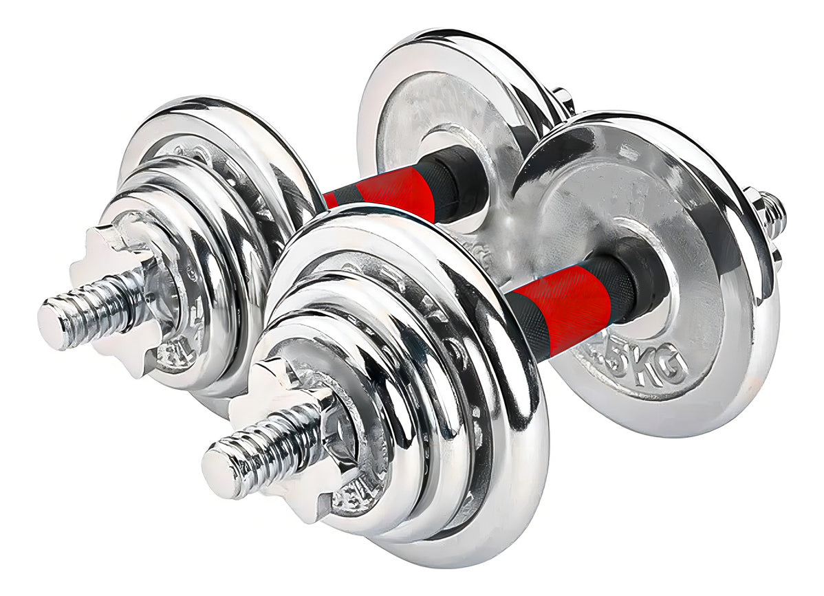 Set Mancuernas Cromado Ajustables 30 Kg Con Maletín