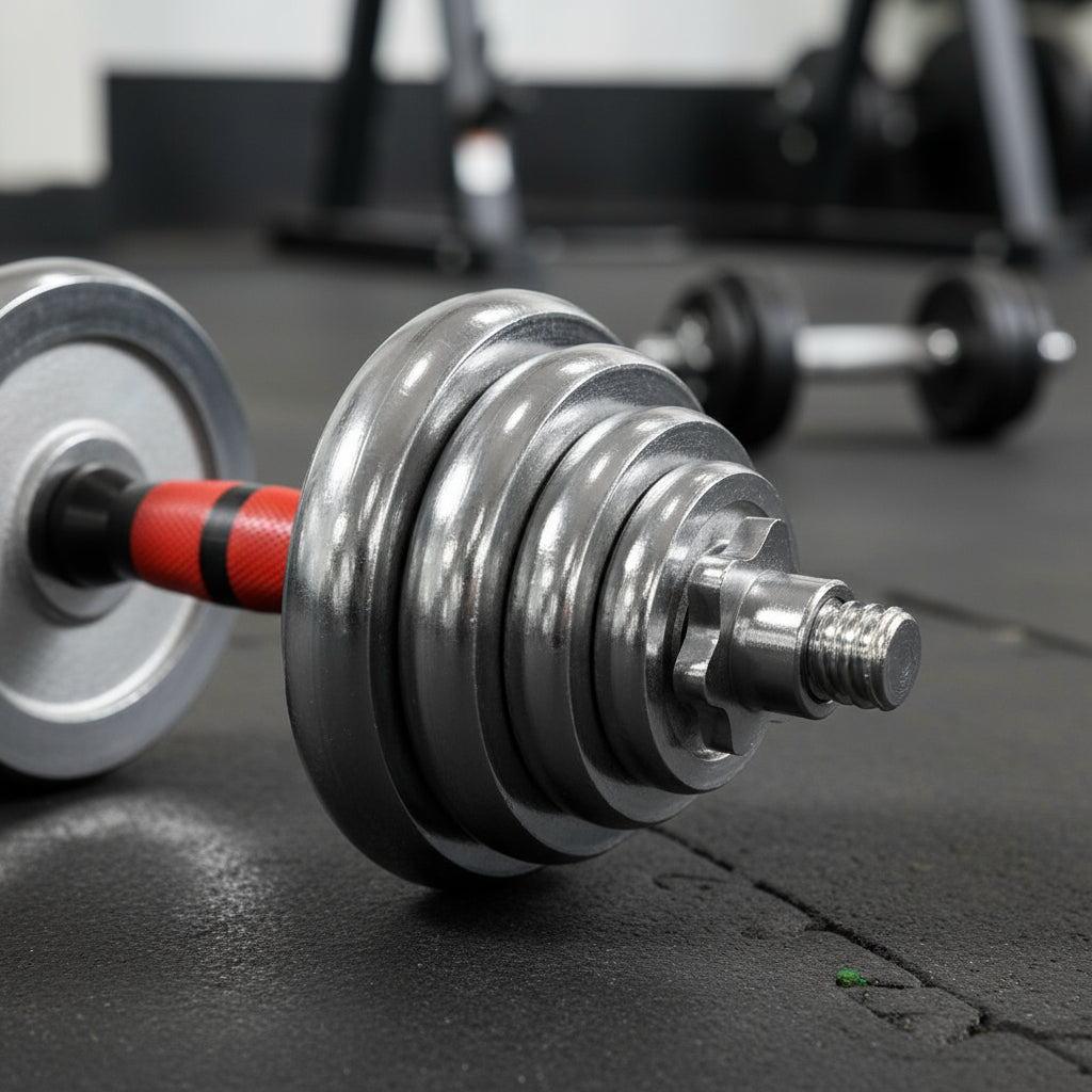 Set De Mancuernas Cromadas Ajustables 20Kg Con Maletin