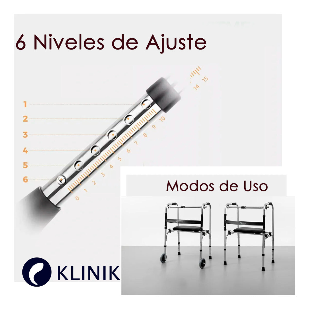 Andador Plegable con Asiento y Ruedas KLINIK - Aluminio Reforzado 150kg