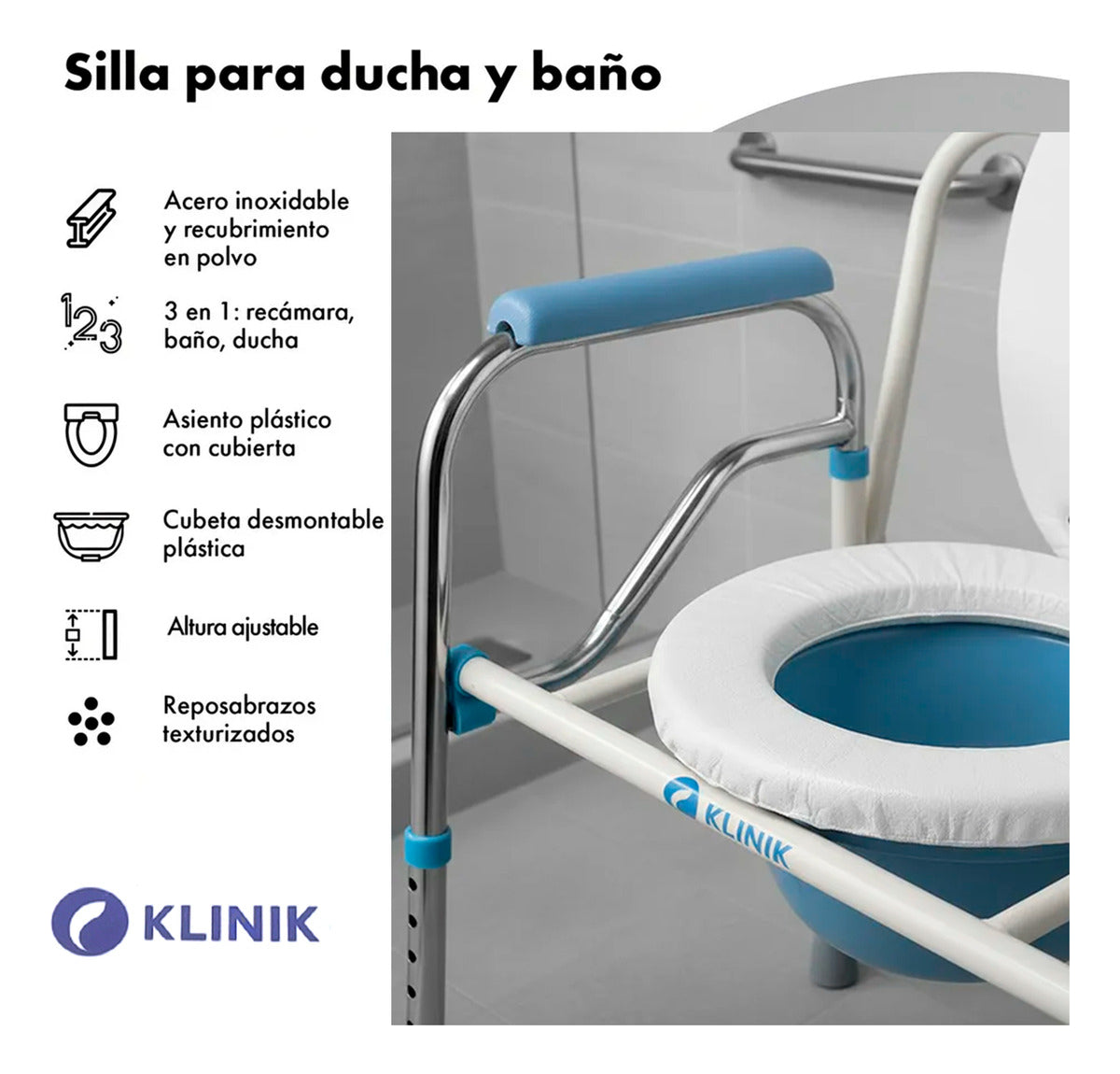 Silla De Baño Inodoro Ducha Portatil Klinik Adulto Mayor