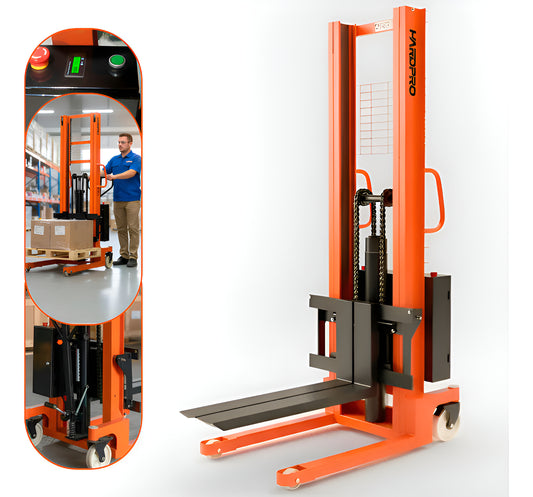 Apilador Hidráulico Eléctrico En Acero 2 toneladas 1,6 metros Montacarga Hardpro