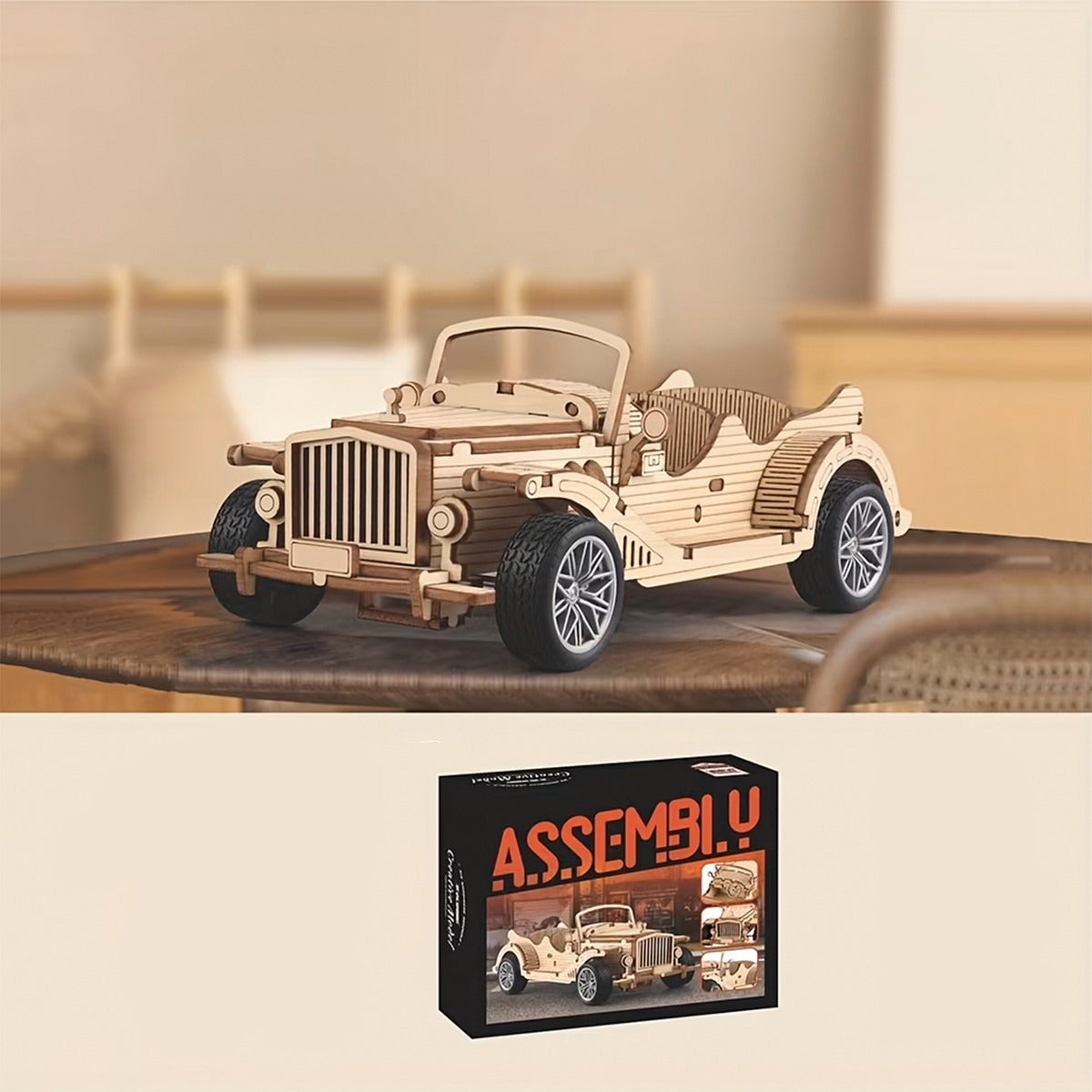 Puzzle 3d Madera Auto Clásico Armable Retro 65pcs Didáctico