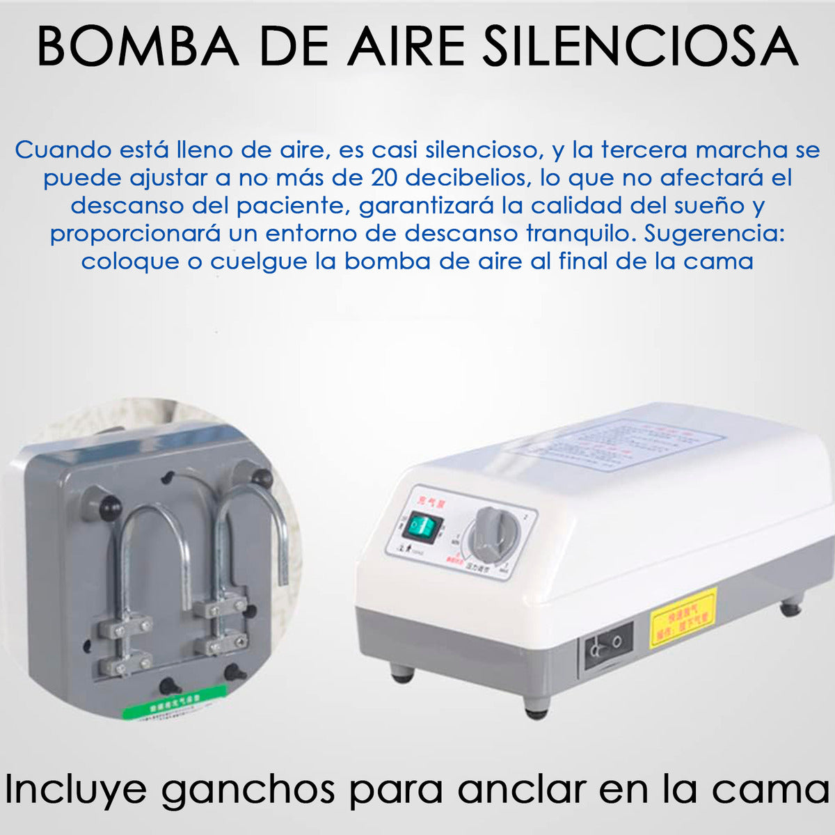 Compresor Para Colchón Klinik Silencioso 135kg Con Gancho