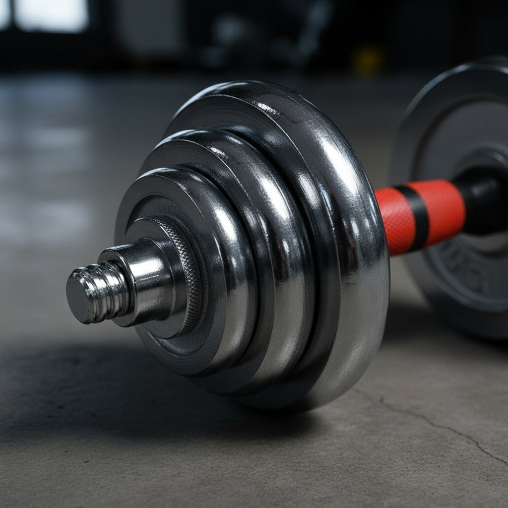 Set De Mancuernas Cromadas Ajustables 20Kg Con Maletin