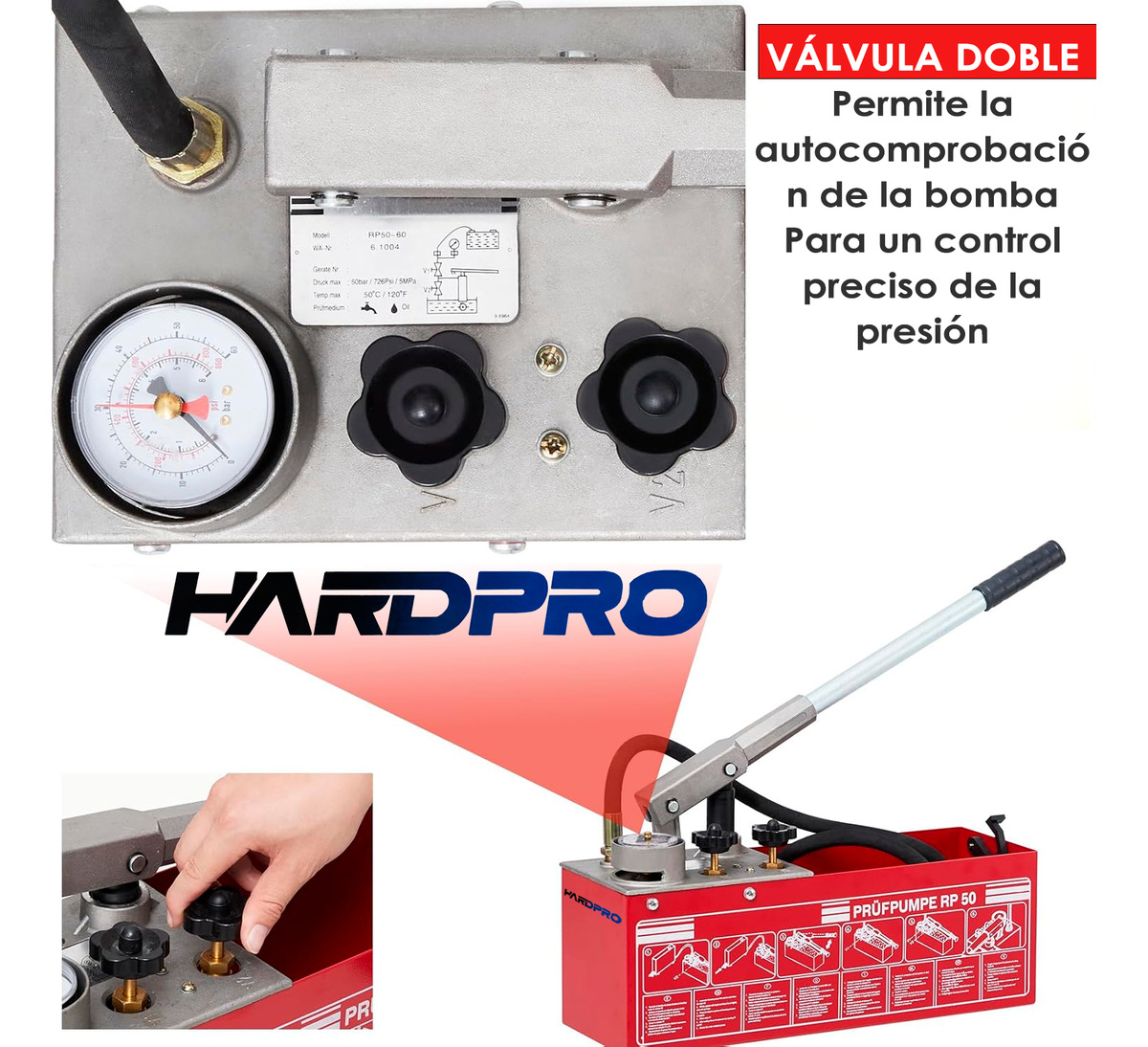 Bomba Manual Prueba Presion Hidraulica 0-50bar 728psi 5mp