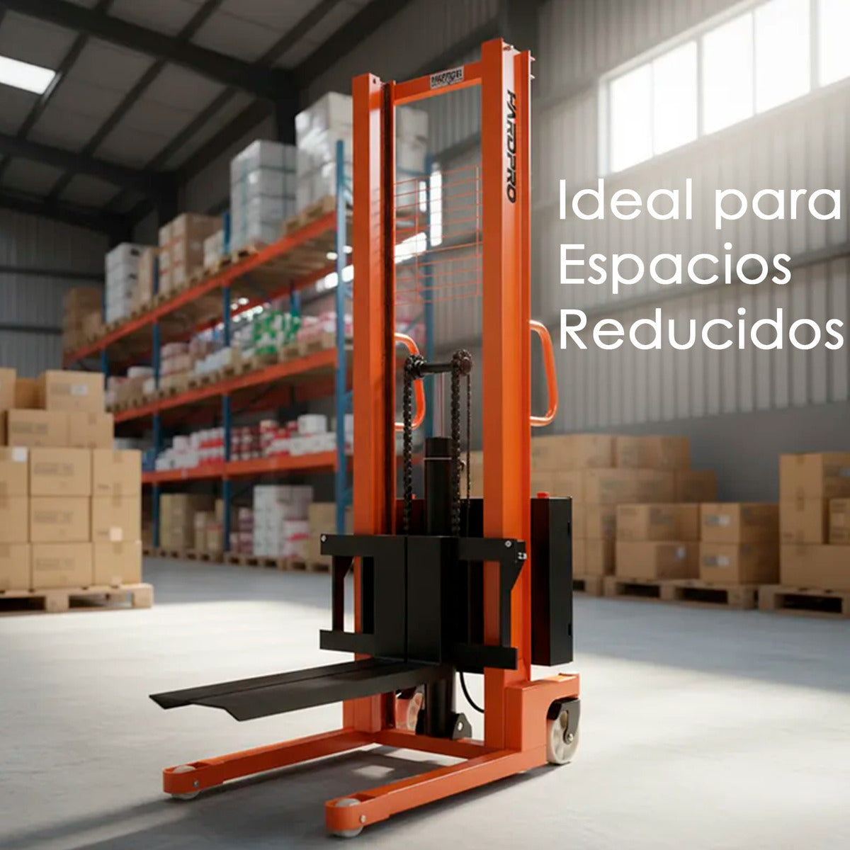 Apilador Hidráulico Eléctrico En Acero 2 toneladas 1,6 metros Montacarga Hardpro