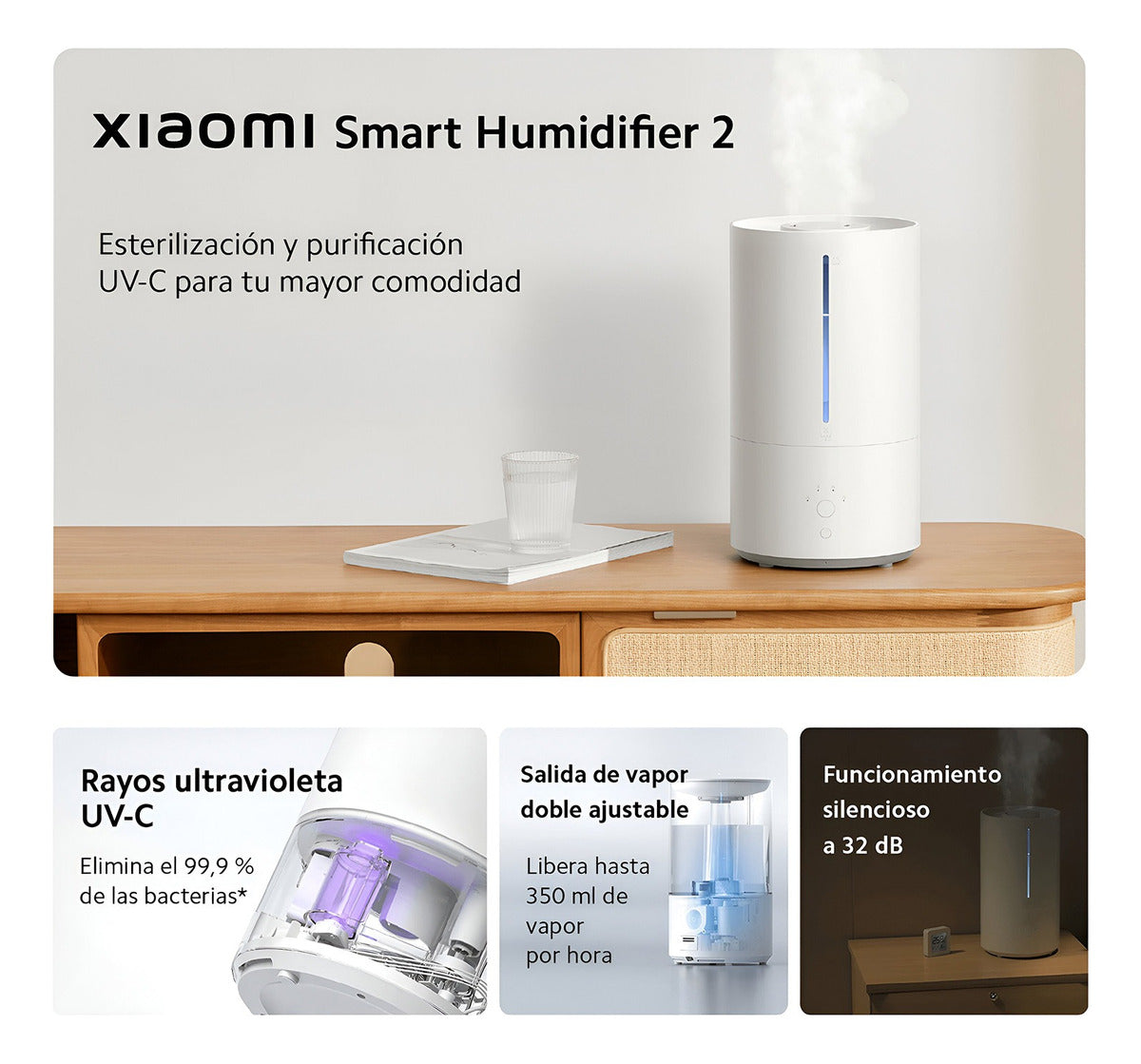 Humidificador Aire Xiaomi Smart Humidifier 2 Eu 4.5l Uv-c Blanco