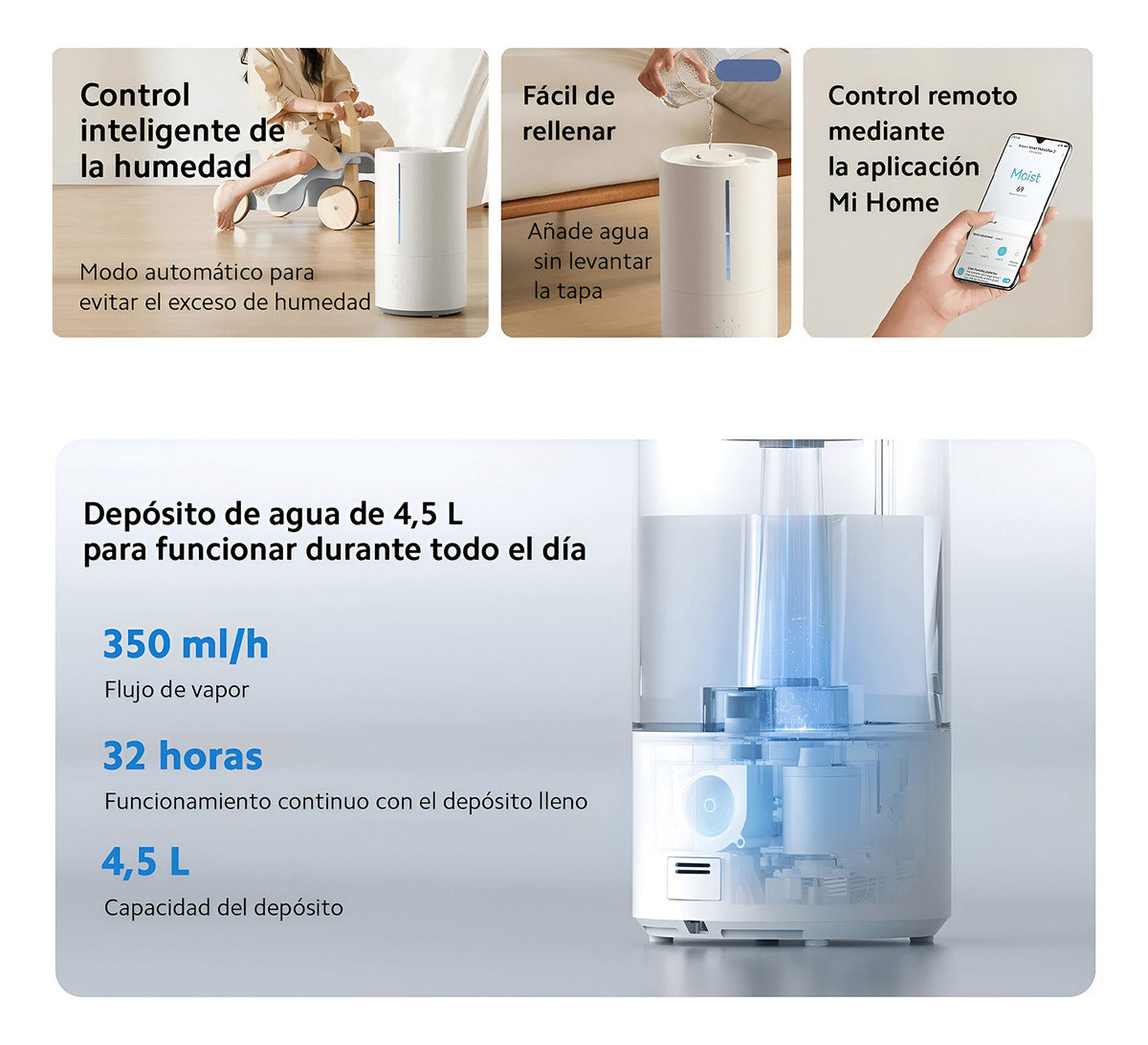 Humidificador Aire Xiaomi Smart Humidifier 2 Eu 4.5l Uv-c Blanco