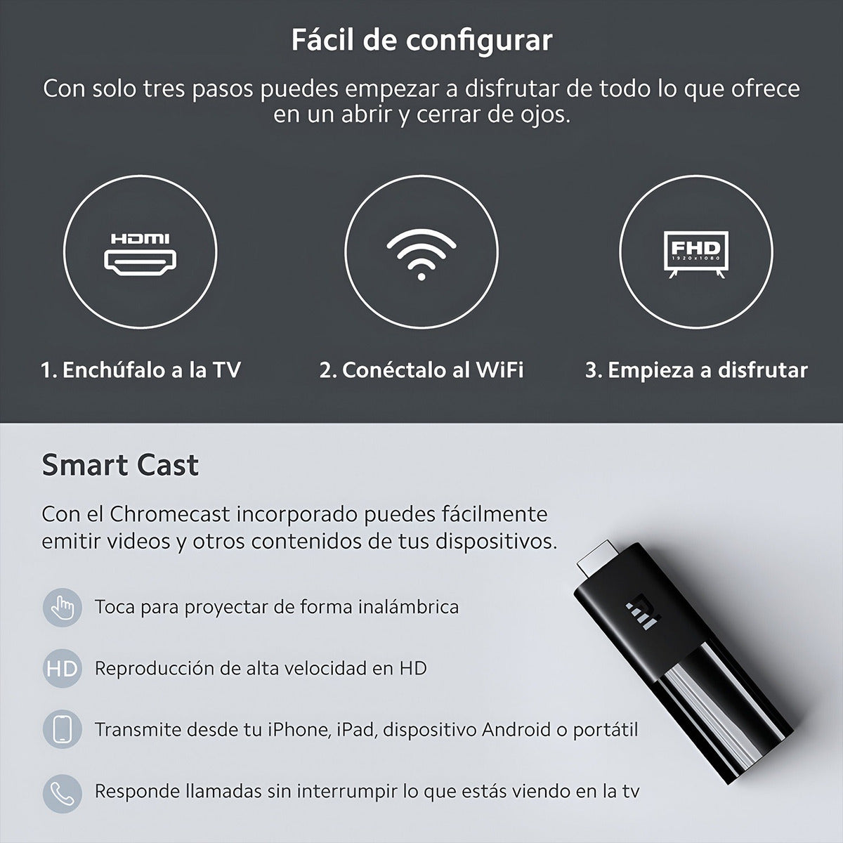 Xiaomi Mi Tv Stick Eu Streaming Full Hd 8gb Chromecast Negro