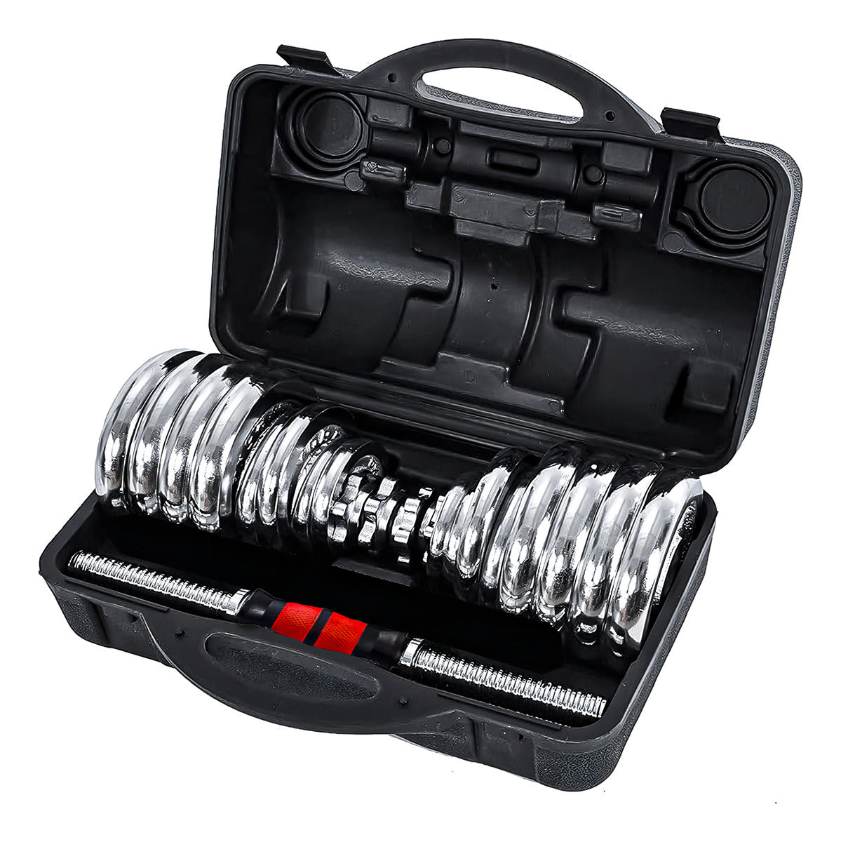 Set Mancuernas Cromado Ajustables 30 Kg Con Maletín