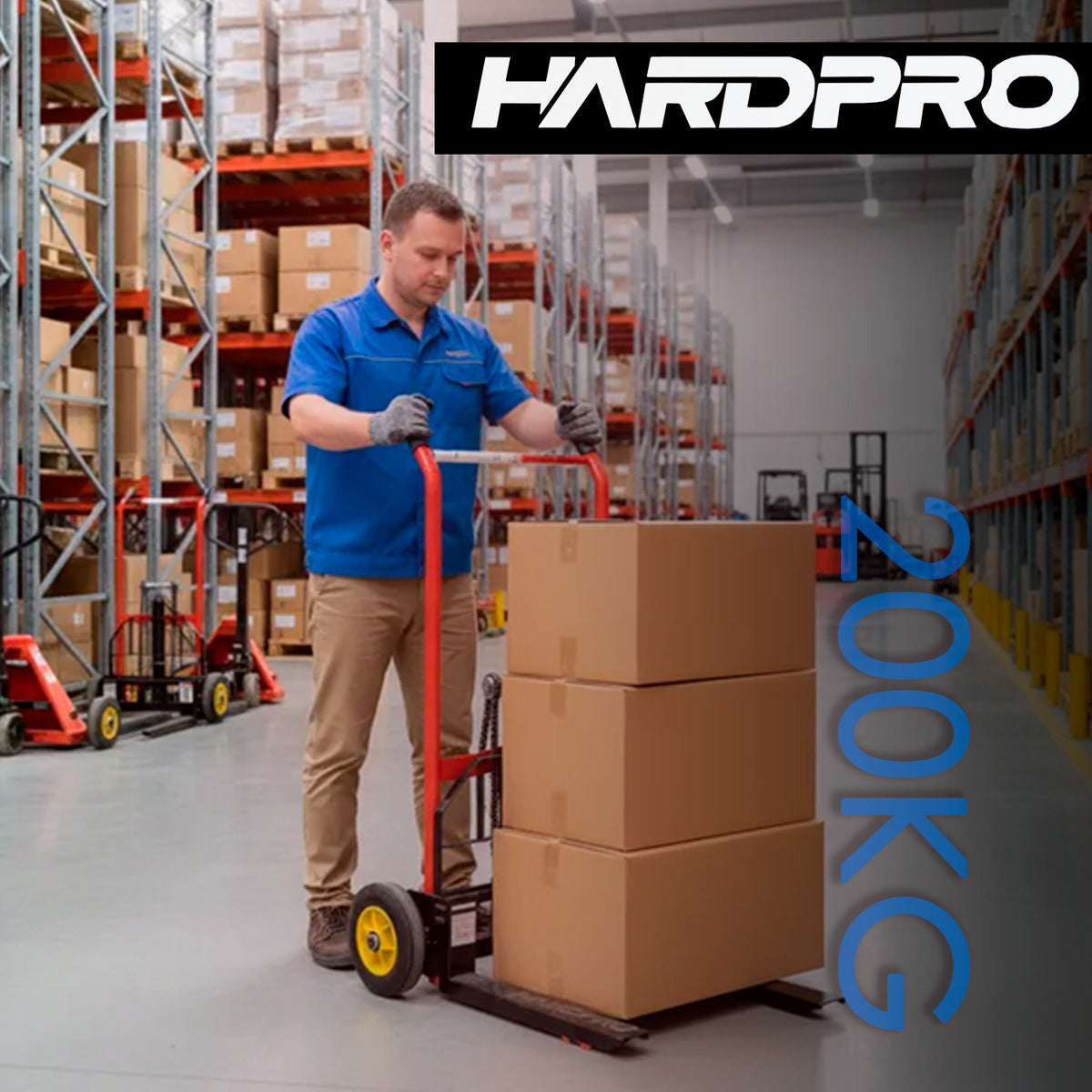 Apilador Hidraulico De Carga 200kg Elevacion 95cm Montacarga Yegua Hardpro