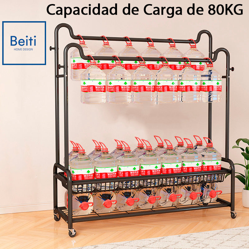 Perchero Organizador Colgante De Ropa Doble Con Ruedas 120cm Negro