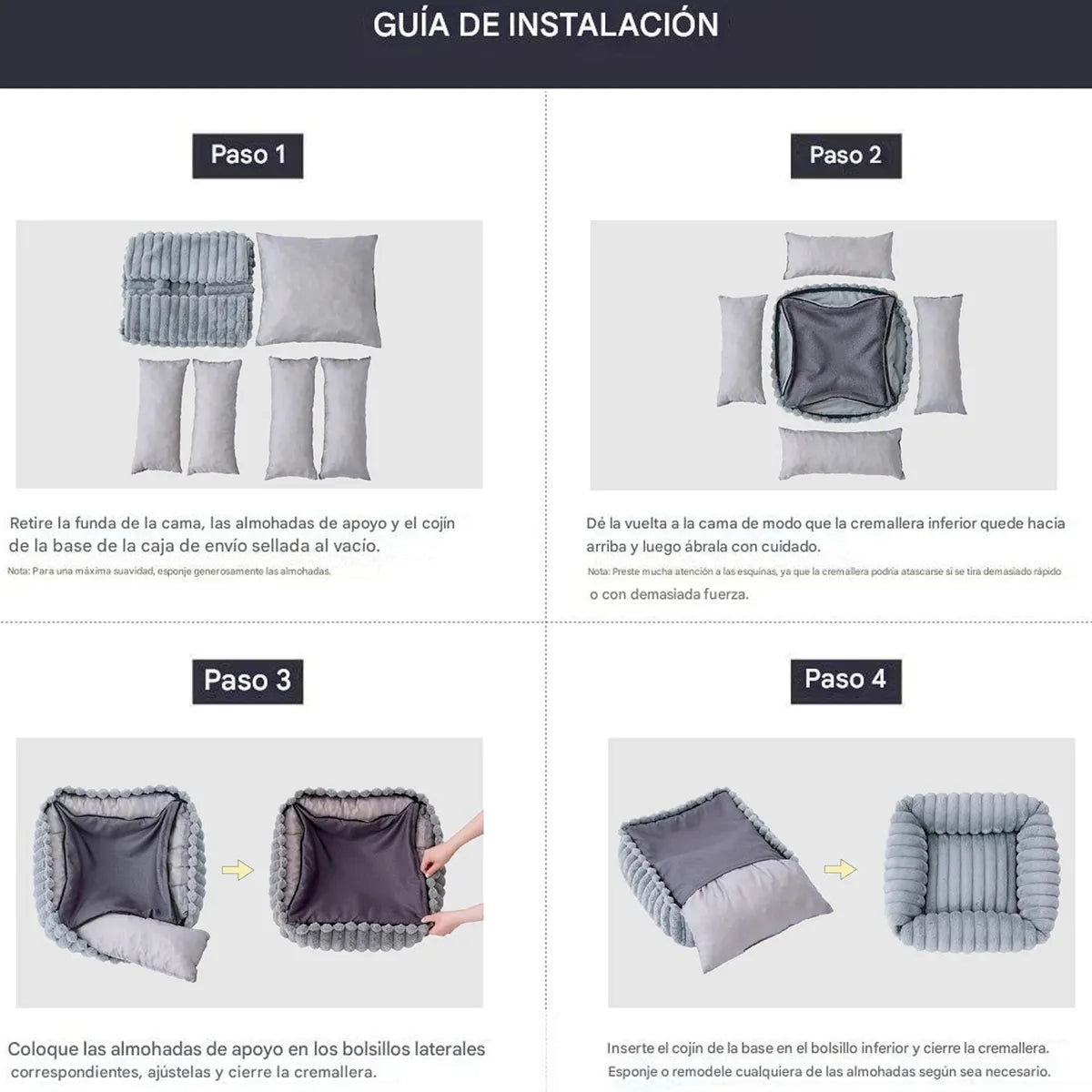 Cama Para Perro Lavable Antideslizante Y Tela 109X76CM
