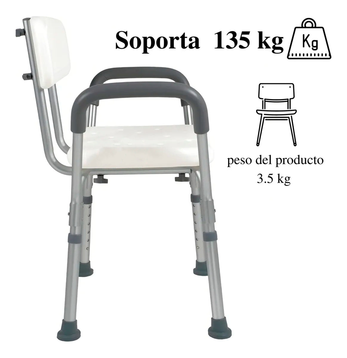 Silla Ducha Baño Respaldo Apoyabrazos Klinik