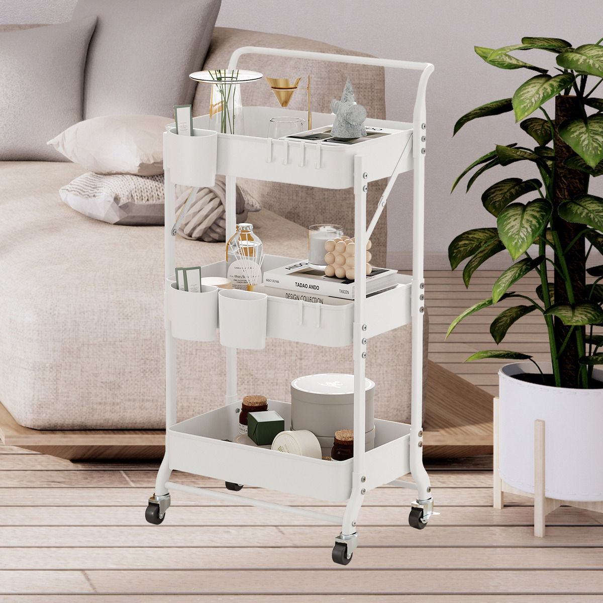 Carro Plegable Carrito Organizador Estante Con Rueda Multiuso