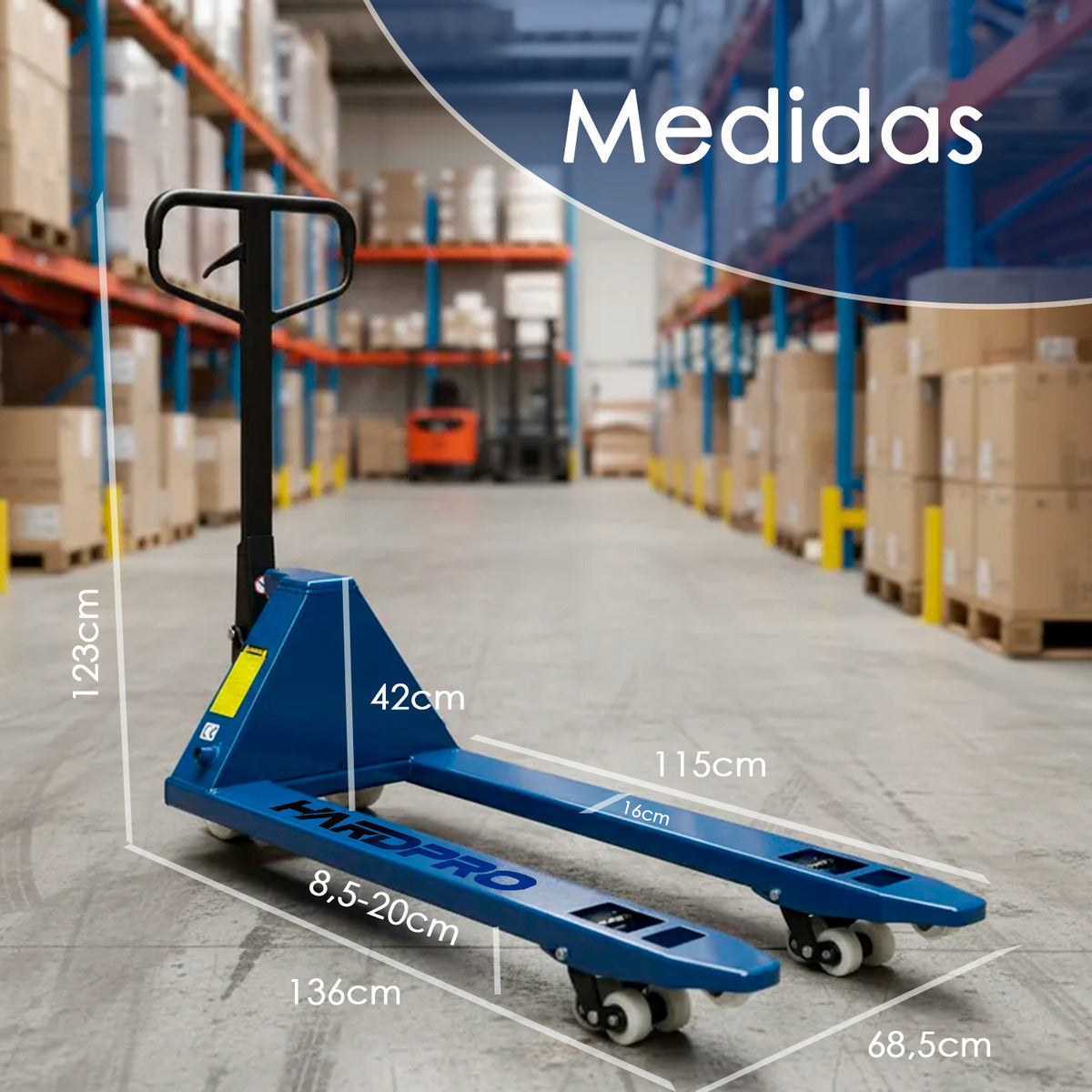 Transpaleta Manual De 3 Toneladas 685mm Hidraulica Hardpro