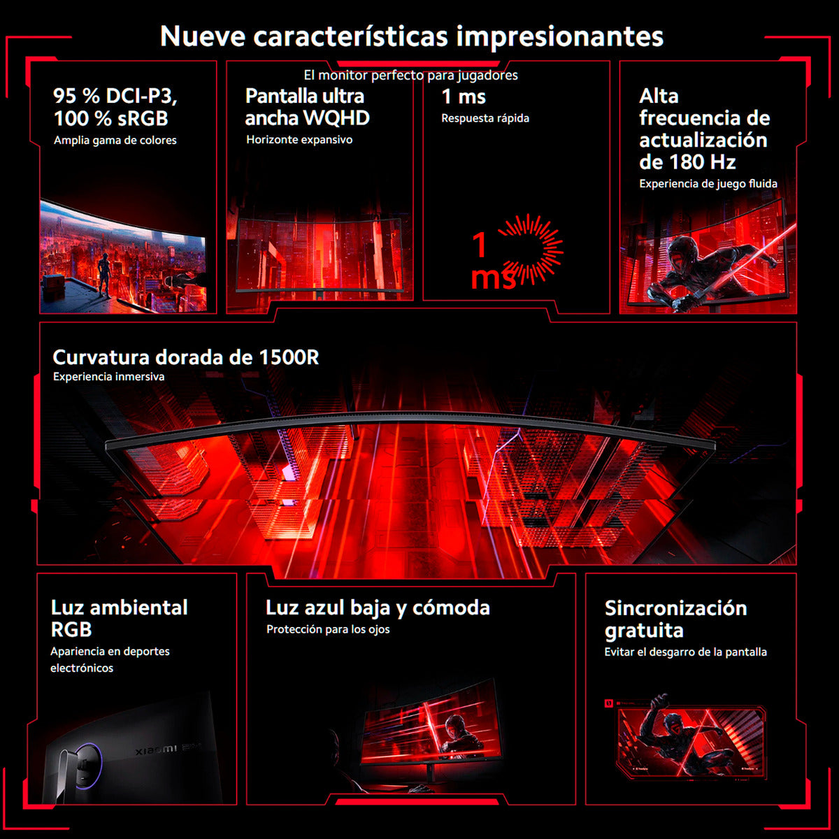 Xiaomi Monitor Curvo Gamer G34wqi 34 2k Ultrawide 180hz Negro