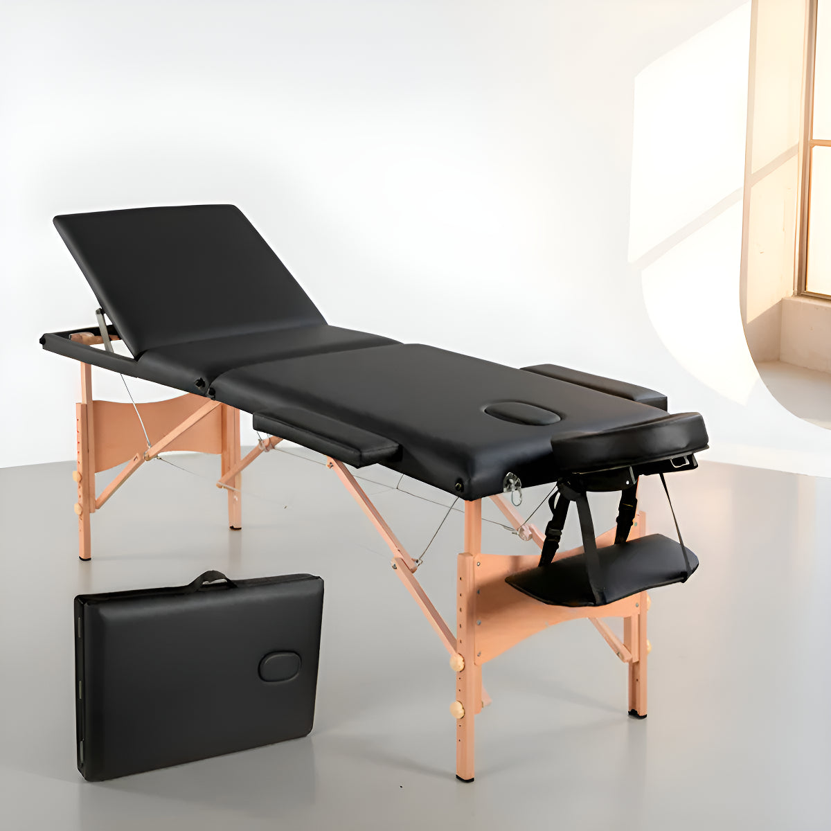 Camilla Para Masajes Estética Plegable De Madera Klinik Negro