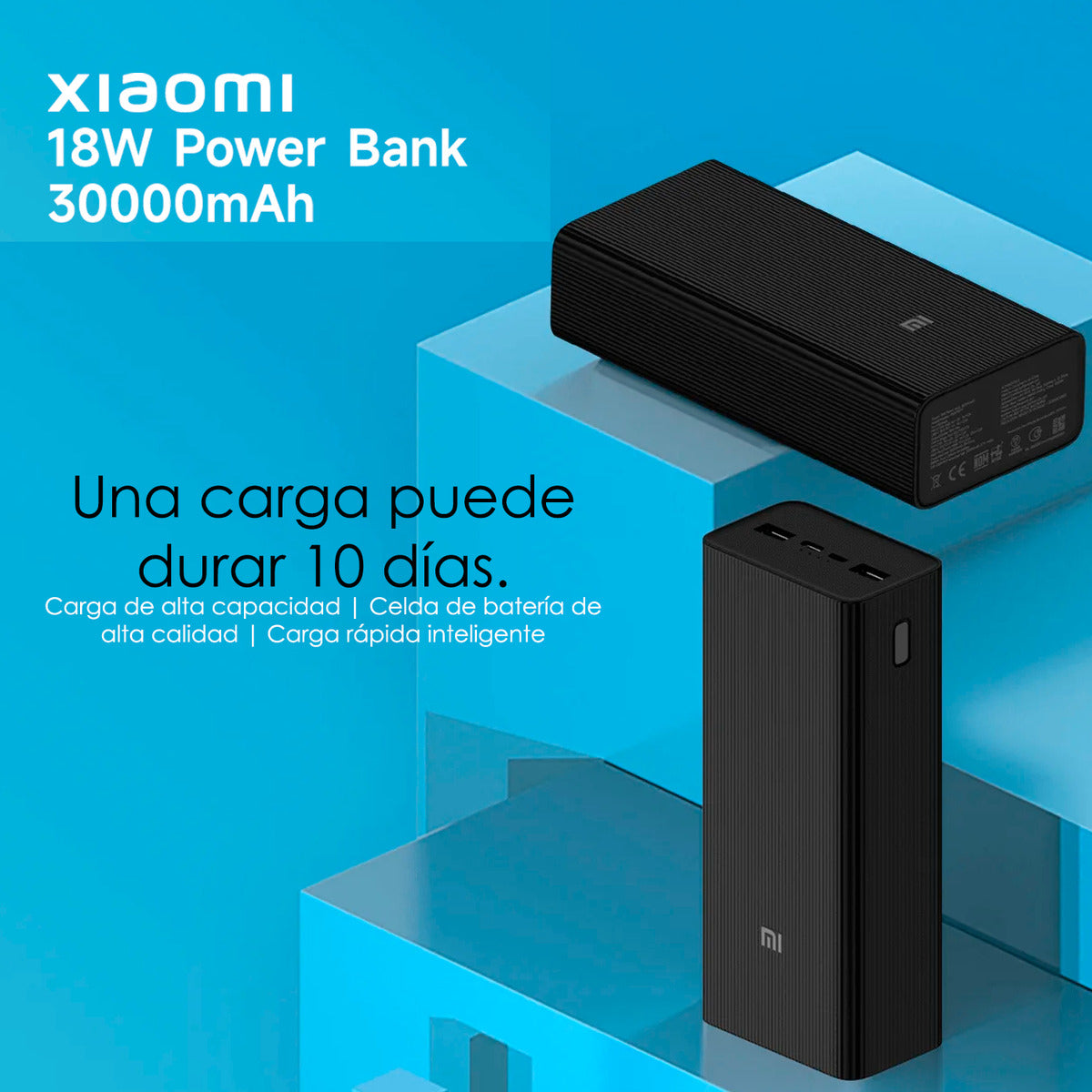 Xiaomi Power bank Cargador Portatil 30000mah 18w Boost Pro Negro