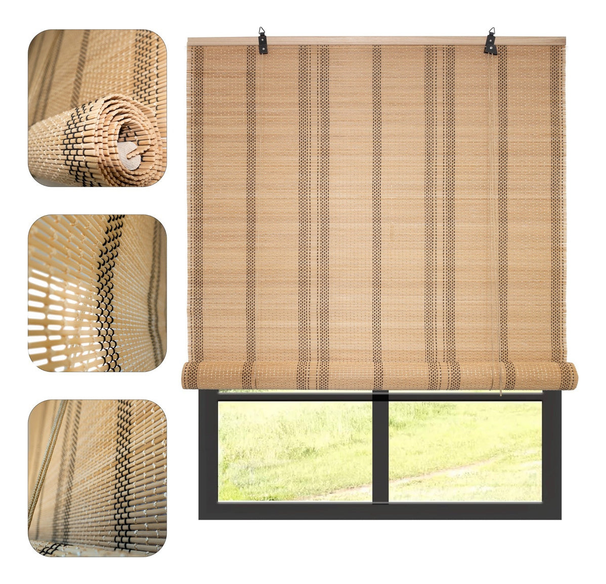 Cortina Bambú Fino Persiana Roller Enrollable 120x180cm
