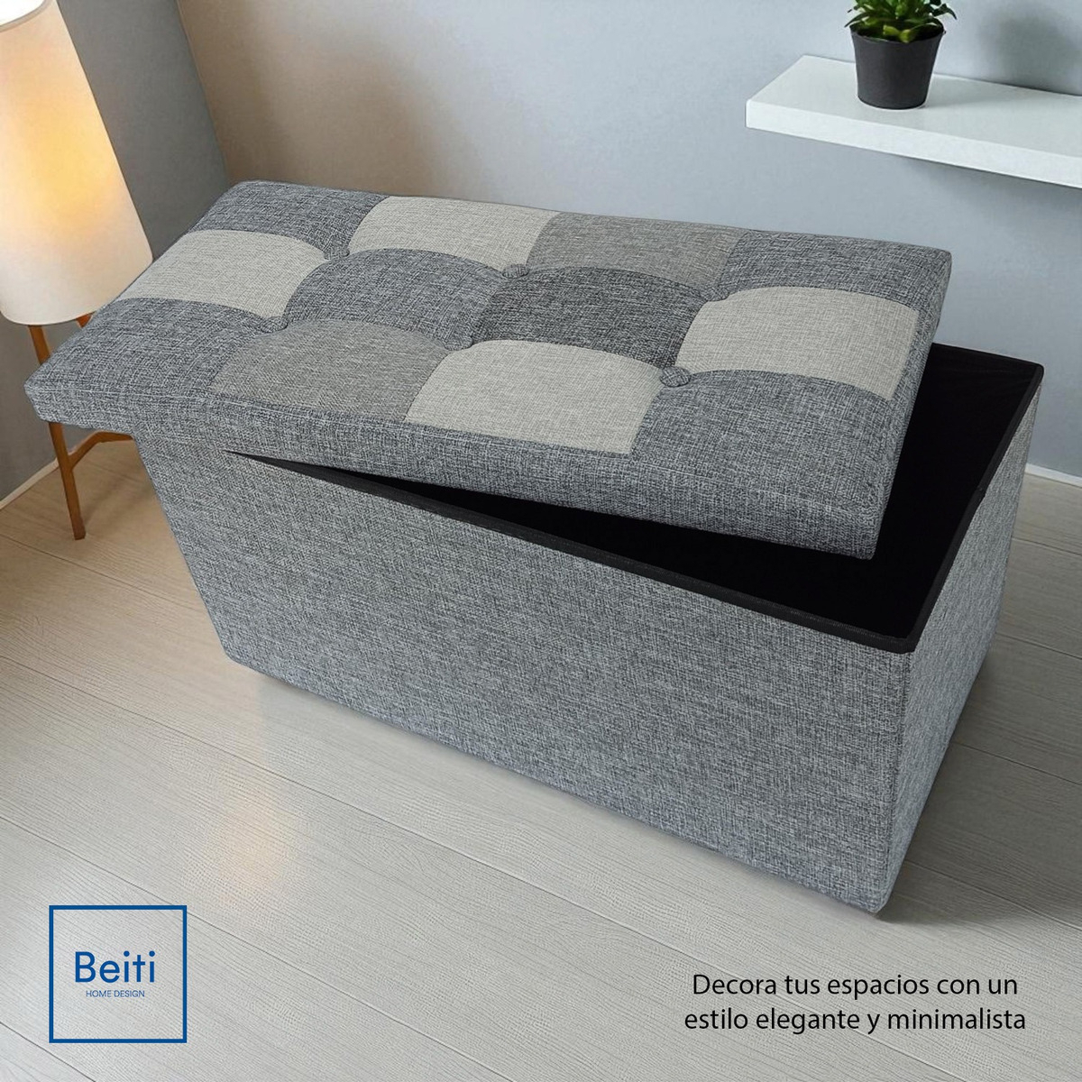 Puff Baul Plegable Organizador 76x38 Tela Mix