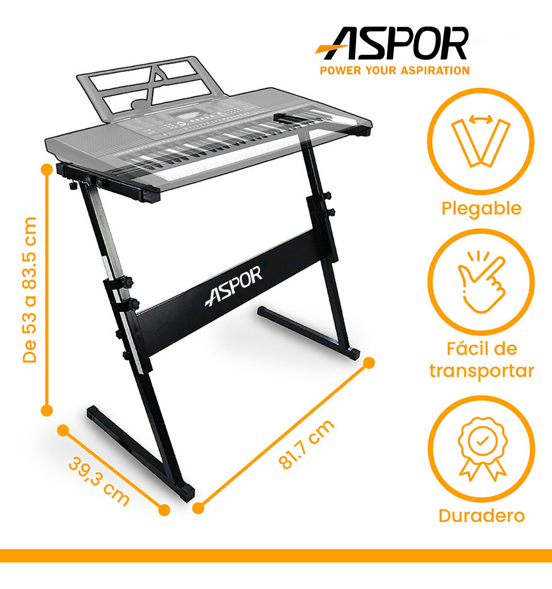 Atril Fijo Soporte Para Teclado Tipo Z Ajustable 81cm