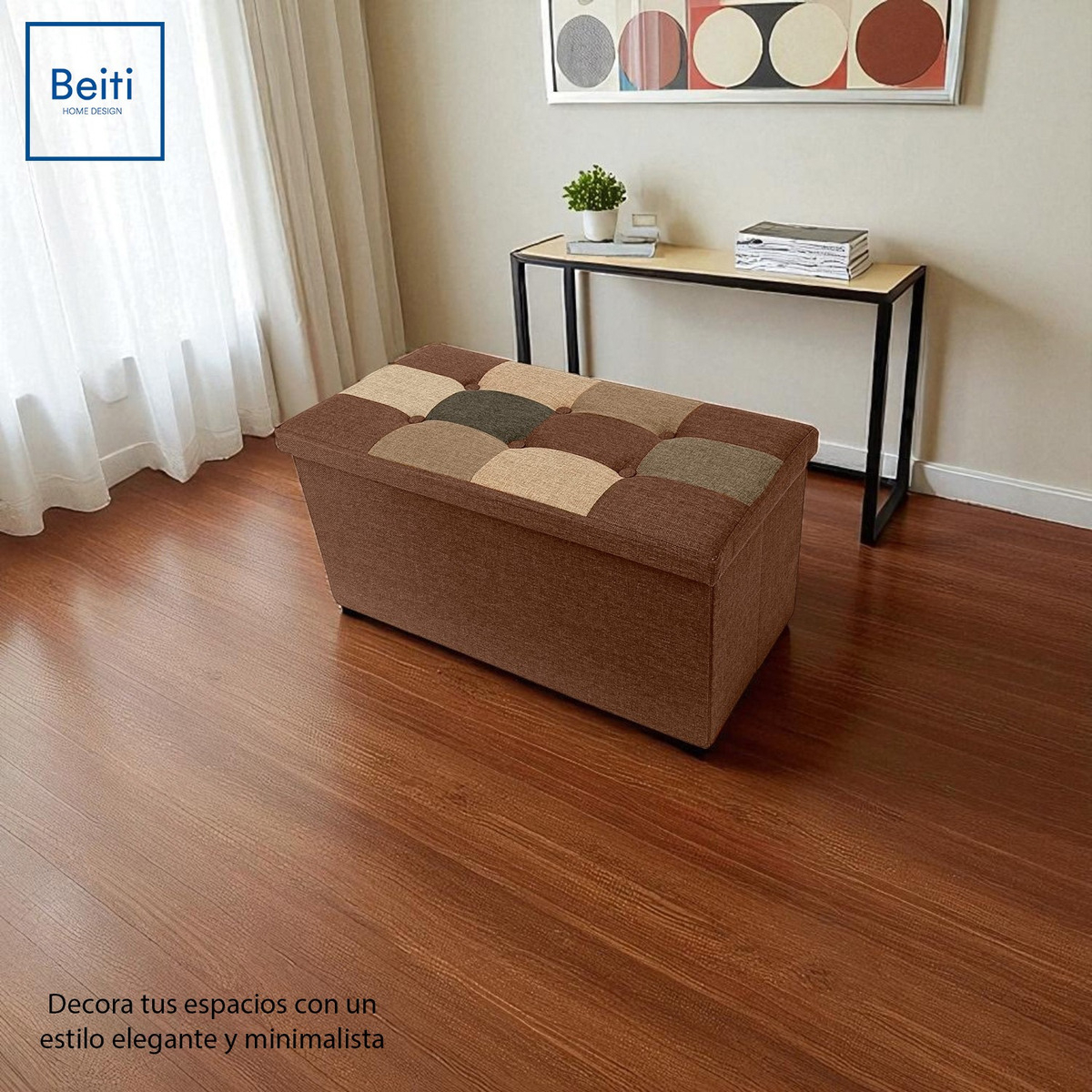 Puff Baul Plegable Organizador 76x38 Tela Mix