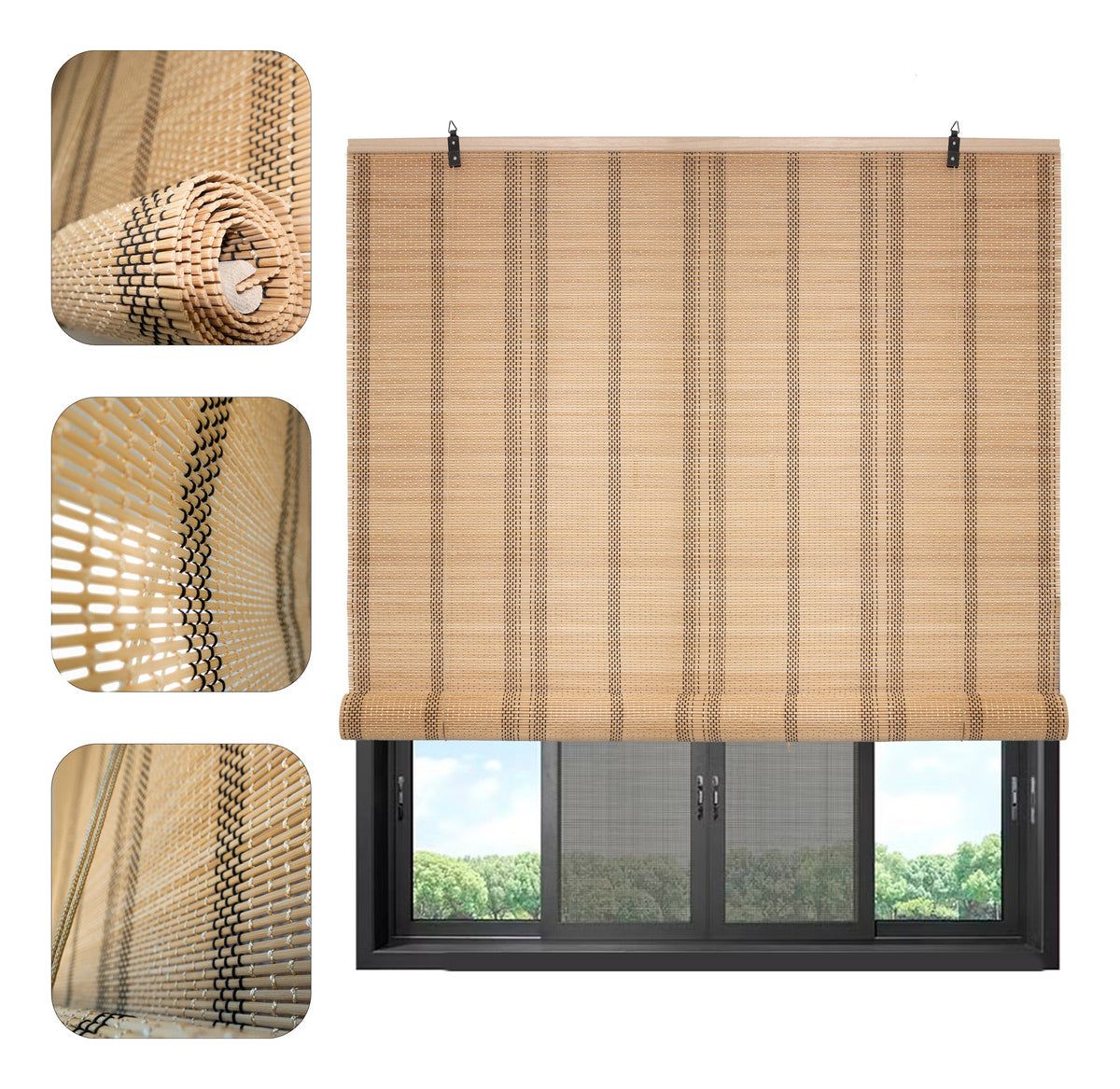 Cortina Bambú Fino Persiana Roller Enrollable 150x180cm